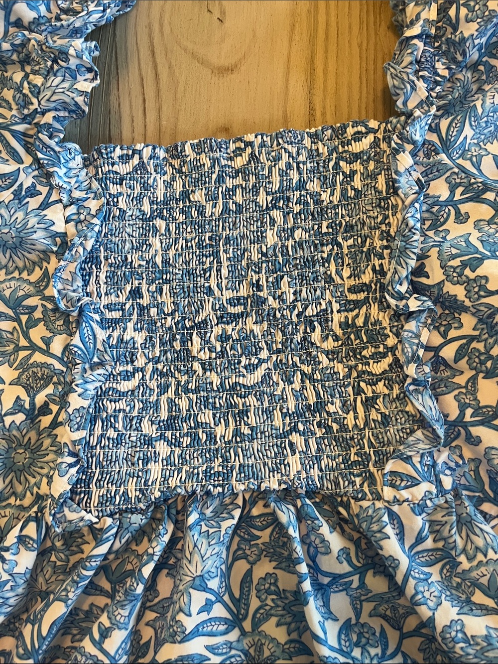 Cece Blue Floral Puff Sleeve Square Neck Women's Top blouse size medium - Picture 8 of 11